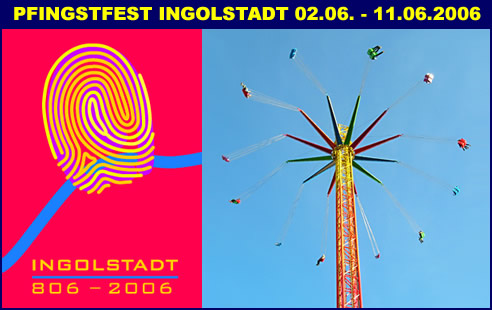 Stadtjubil&auml;umslogo Ingolstadt und Star Flyer auf dem Lukasmarkt in Mayen 2005